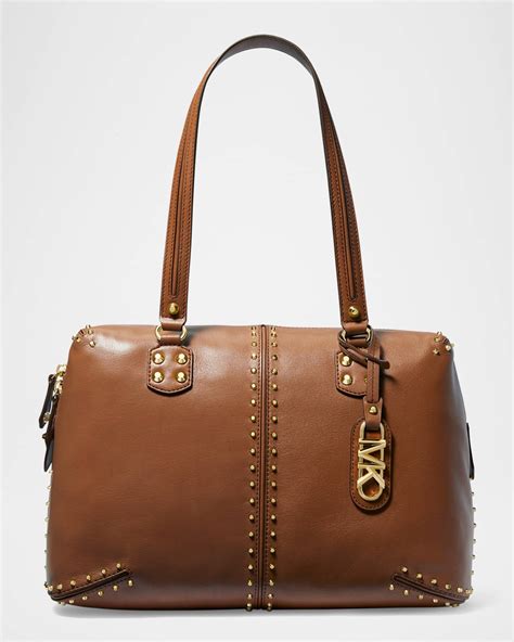 michael michael kors studded leather shoulder bag|Michael Kors suede shoulder bag.